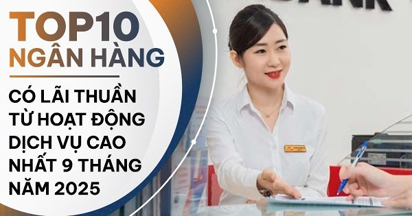 TOP 10 ngân hàng có lãi thuần từ dịch vụ cao nhất 9 tháng đầu năm 2025: Techcombank vượt nhóm Big4