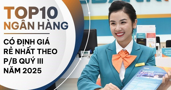 TOP 10 ngân hàng có định giá theo P/B rẻ nhất 9 tháng đầu năm 2025
