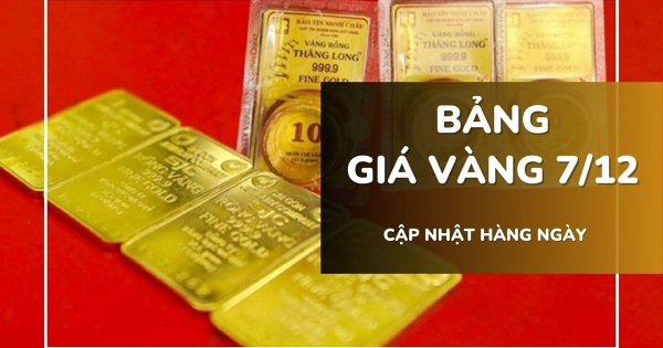Bảng giá vàng hôm nay 7/12: Vàng SJC, nhẫn trơn và nữ trang giảm mạnh tới 2,7 triệu đồng trong tuần qua