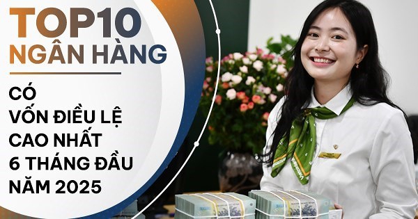 TOP 10 ngân hàng có vốn điều lệ cao nhất nửa đầu năm 2025