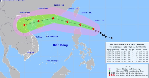 Siêu bão RAGASA sẽ di chuyển vào Biển Đông, khả năng ảnh hưởng tới đất liền ngày 25/9
