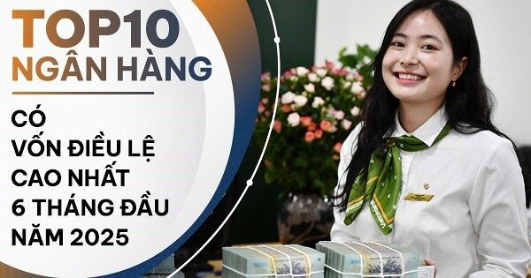 TOP 10 ngân hàng có vốn điều lệ cao nhất nửa đầu năm 2025